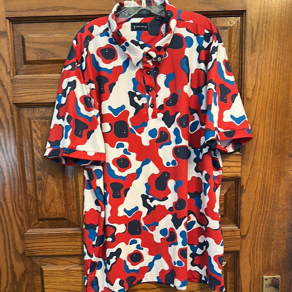 William Murray Golf Red and White Polo Shirt